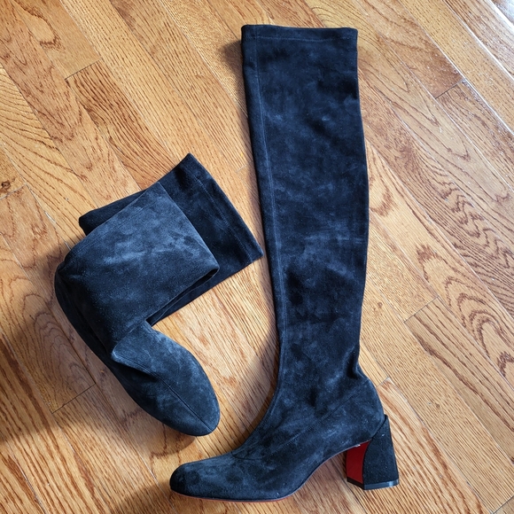 Elegant Black Suede Over-the-Knee Boots - Picture 1 of 12
